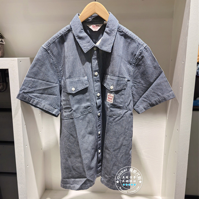 李维斯短袖衬衫条纹翻领百搭