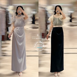 SNIDEL国内代购 25冬 日系优雅短袖薄纱拼接连衣裙子 SWFO261127