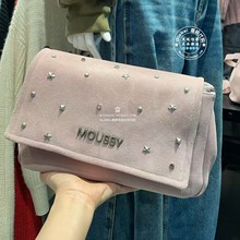 MOUSSY国内代购 25秋冬 鹿皮铆钉单肩斜跨包包女 028IAA56-1014