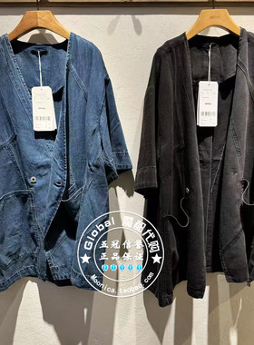 INITIAL国内代购25夏女V领宽松短袖牛仔外套25UJKFMCDM004