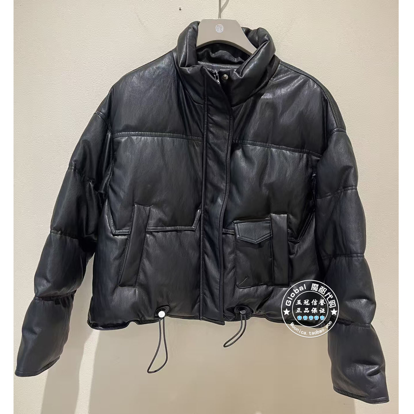 NUTS女装国内代购 25冬 纯色立领皮革休闲百搭短羽绒服6440943A2