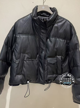 NUTS女装国内代购 25冬 纯色立领皮革休闲百搭短羽绒服6440943A2