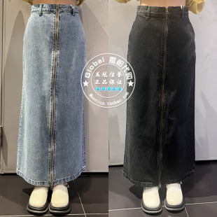 070IS011 BLACK高腰前开叉牛仔半身裙 1841 25春 MOUSSY国内代购