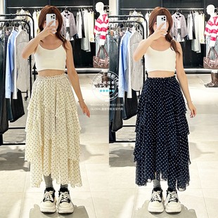 030IAR31 特价 圆点百褶荷叶边不规则半身长裙 25秋 3601 SLY代购