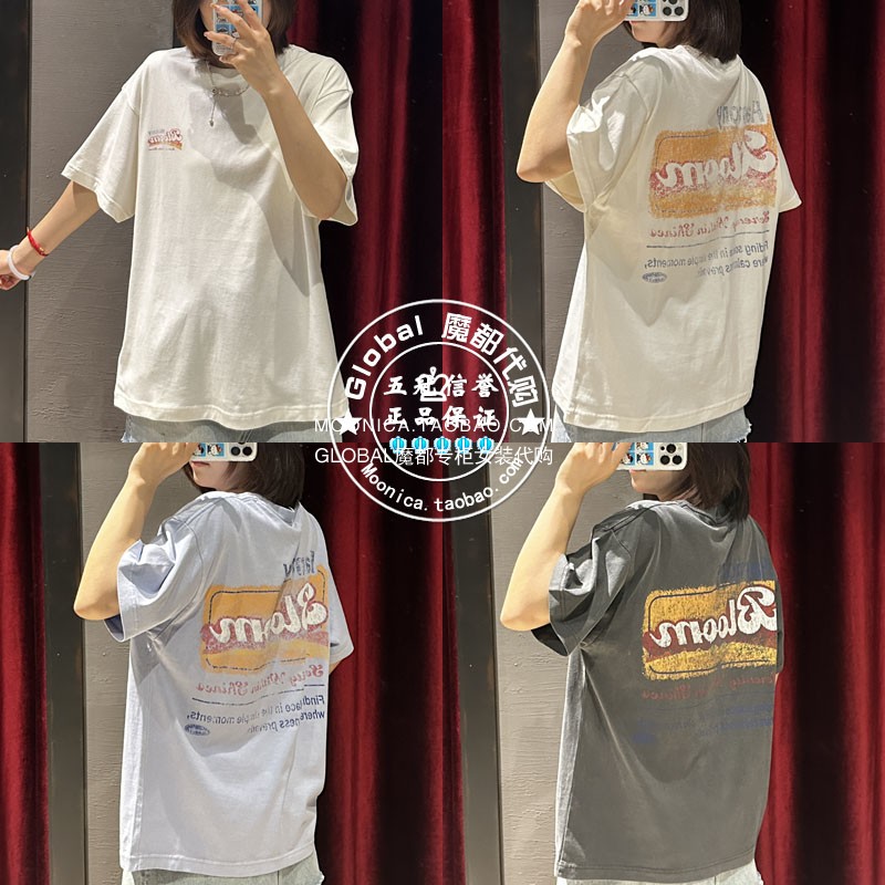 棉女日系短袖做旧T恤衫