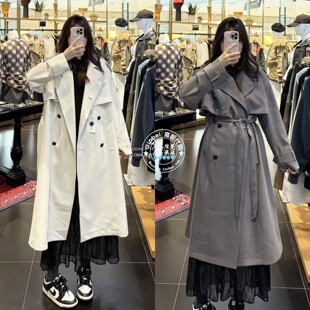 风衣外套女031JSA30 BLACK双排扣长款 1003 26春夏 MOUSSY国内代购