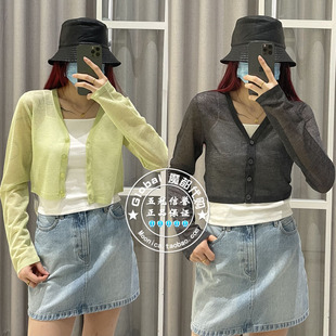 微透V领长袖 24春夏 针织开衫 女 2630 特价 030HSZ70 SLY国内代购