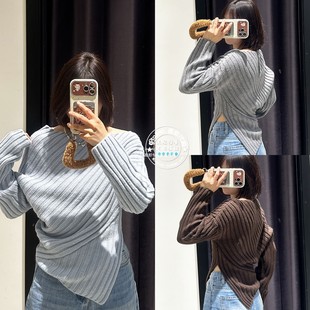 MOUSSY国内代购 25秋冬 羊毛混纺不规则针织衫毛衣 010IA370-6301