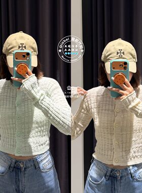 MOUSSY26秋短款修身针织开衫女