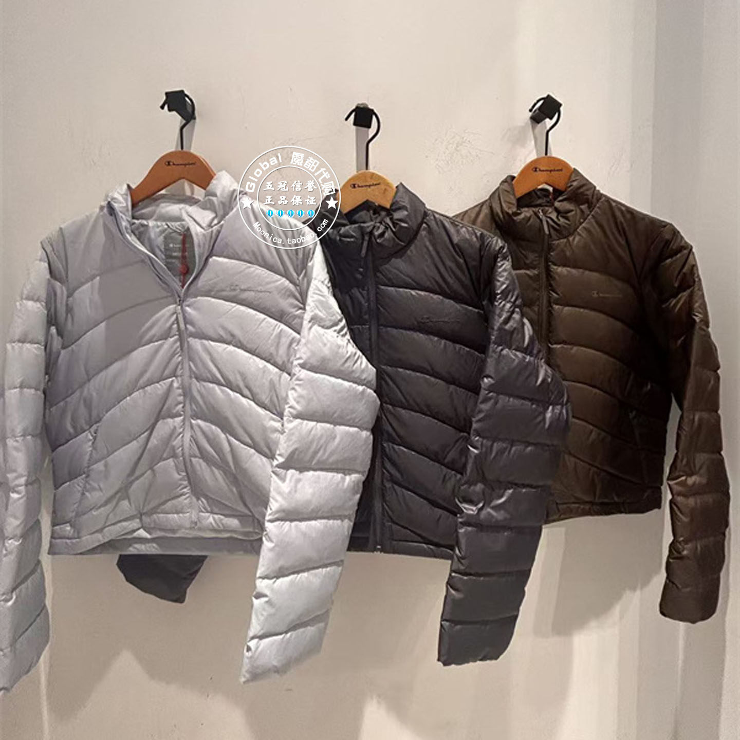 CHAMPION纯色立领短款羽绒服女