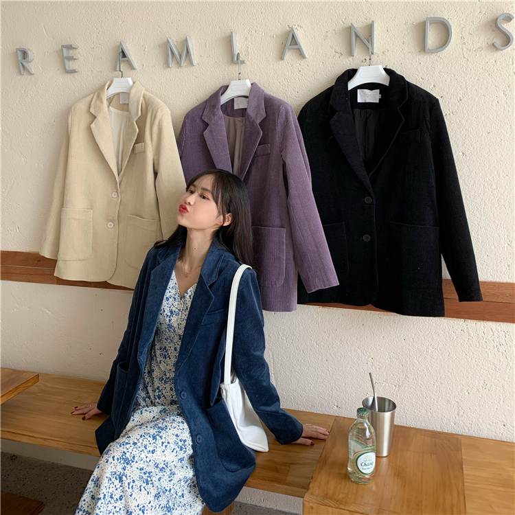 Real shot real price ~ retro harbour wind lamp core velvet casual loose and thickened suit coat