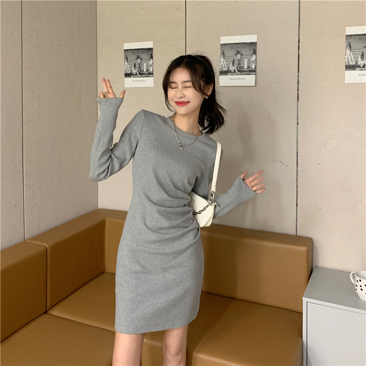 Real shot real price Korean version: versatile, wrinkled and slim, with a skirt underneath