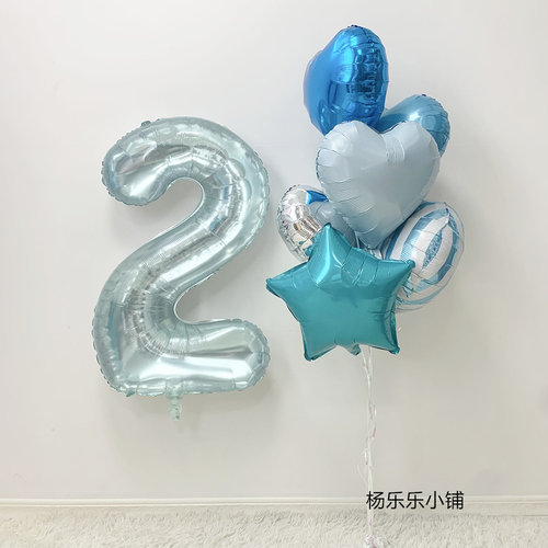 水晶蓝紫背景装饰40寸数字气球