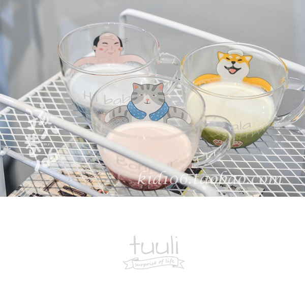 tuuli温泉萌系居家高硼硅玻璃杯