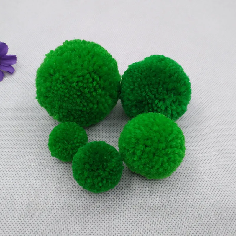 新品2厘米 3 4 5 6cm绿色毛线圆球毛绒球鞋帽配饰diy圣诞树装饰品