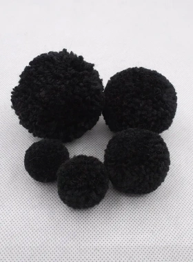 新品3cm 4 5 6公分黑色毛线圆球diy手工服装箱包辅料鞋帽配饰1个