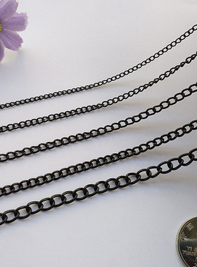 宽2-4mm细链条黑色加密铁链diy饰品配件装饰广告金属链子5米包邮