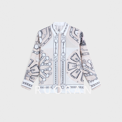 RUORAN春夏新款绳索印花高级感轻奢减龄洋气真丝桑蚕丝衬衫女