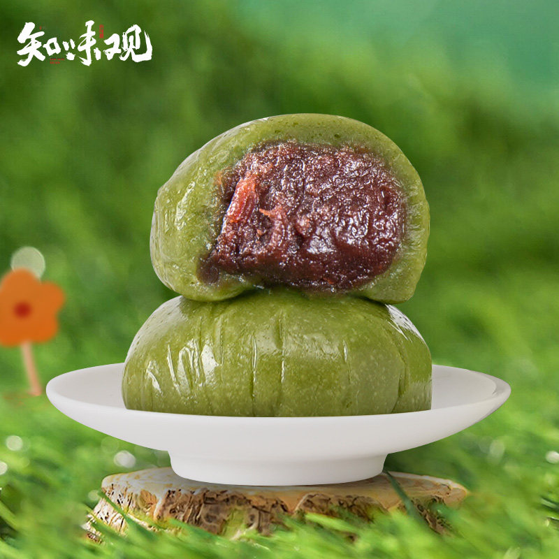 知味观艾草青团420g/袋网红豆沙麻芯黄豆蓉青团糯米糍叽叽清明果d