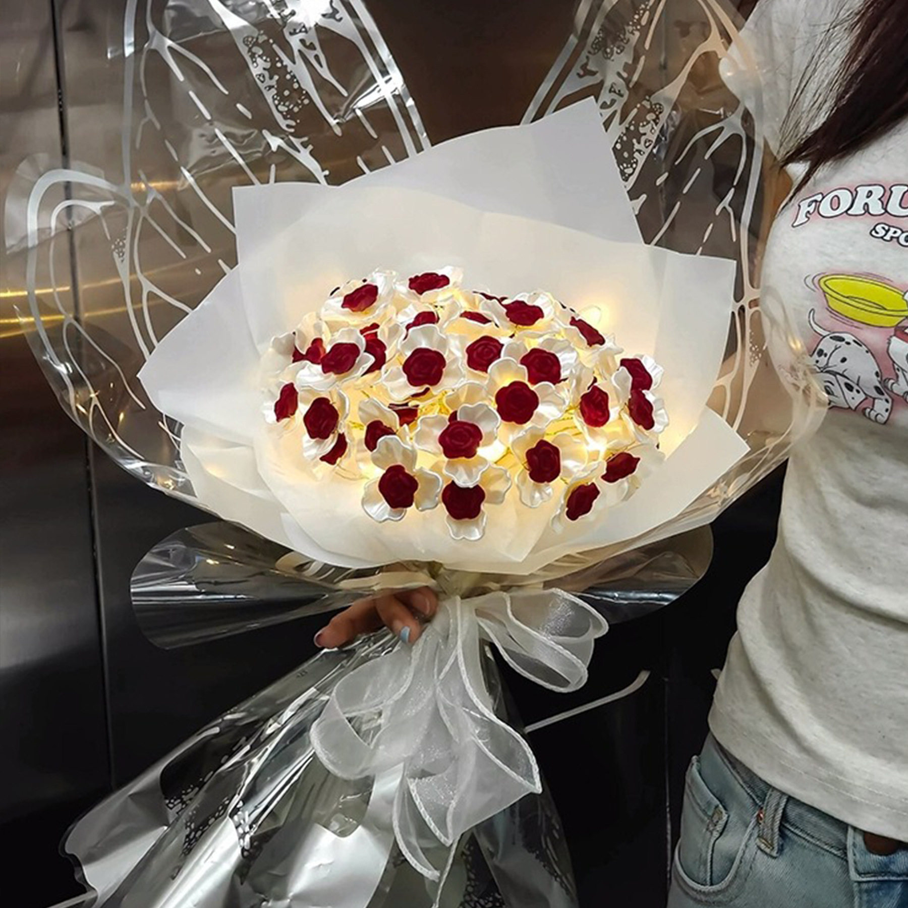 梦幻蝴蝶玫瑰花手工DIY花束手捧花玫瑰材料情人节礼物送女友闺蜜