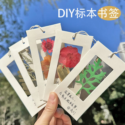 标本书签干花压花书签手工diy材料包透明植物树叶标本学生用自制