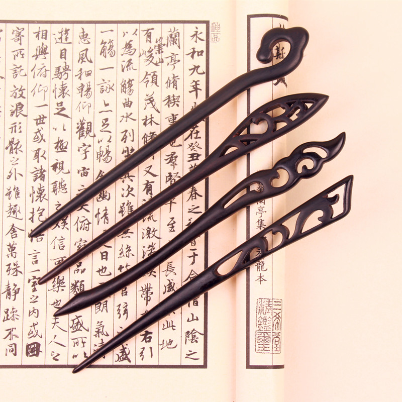 逐鹿中国风玉檀乌木发簪