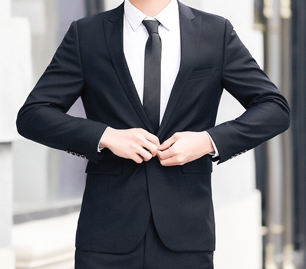 商务黑色西服出租赁面试会议上班拍照毕业照答辩纯色气质修身青年