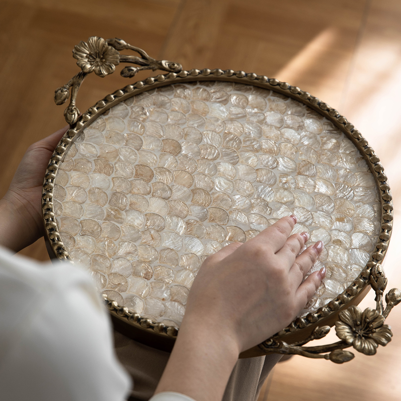 复古轻奢风贝壳装饰托盘新