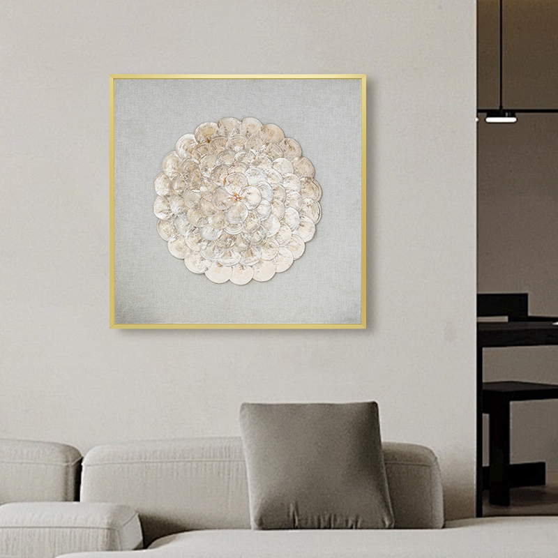 高档轻奢金色贝壳装饰画电表箱推拉框挂画欧式遮挡电闸配电箱壁饰图片