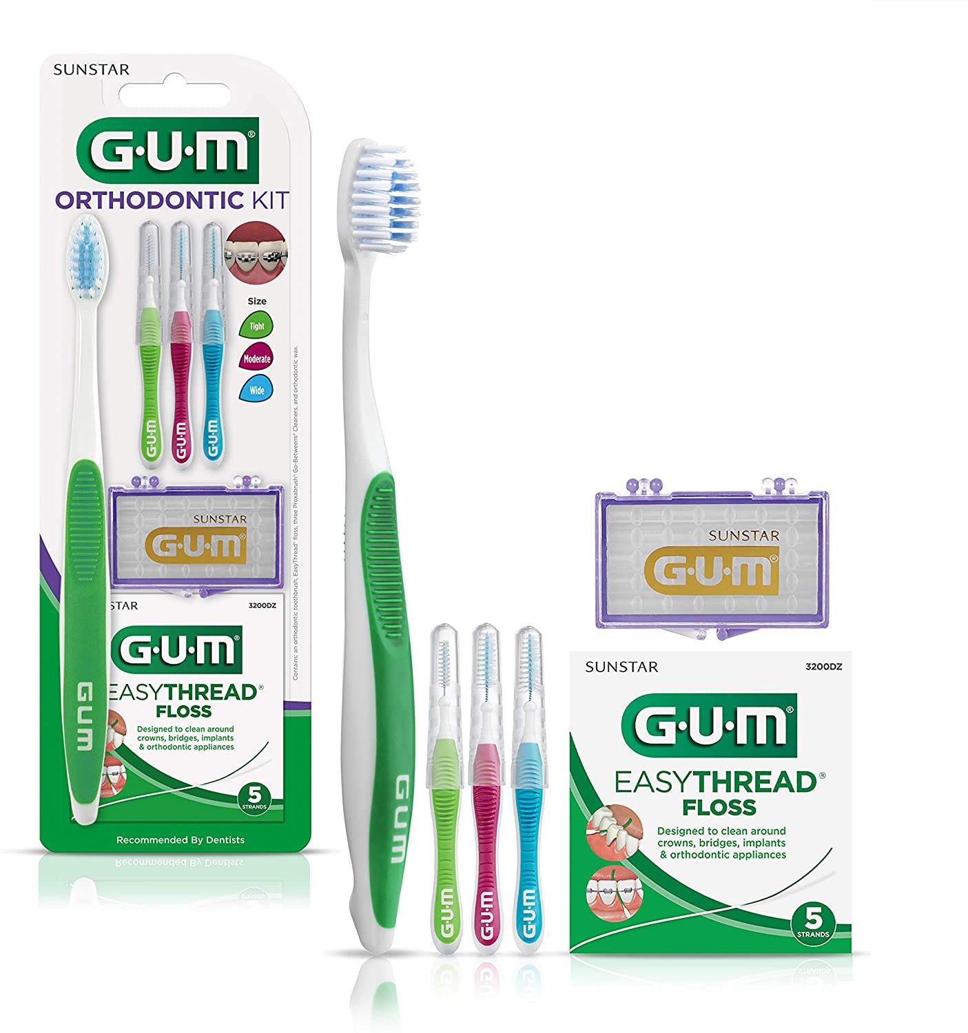 原装进口GUM拜得乐正畸套装正畸牙刷齿间刷正畸蜡正畸牙线组合图片