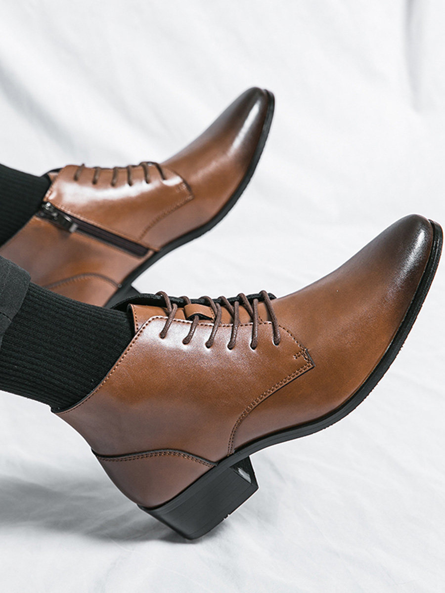 SIDE ZIP CHELSEA BOOTS MENS VINTAGE LEATHER HIGH-TOP BUSINESS FORMAL POINTED SCALP SHOES BRITISH VELVET MARTIN BOOTS