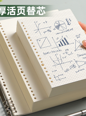 多孔活页纸20孔26孔30孔活页本活页夹可拆卸替芯替换内芯空白方格网格纸活页替换芯a4b5a5活页笔记本活页本子