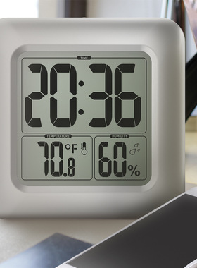 LCD浴室钟方形厨房防水静音家用吸盘钟表冰箱创意座钟电子小挂钟