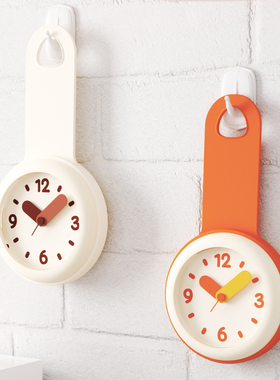 北欧简约浴室钟厨房防水静音家用吸盘钟表挂墙创意个性迷你小挂钟