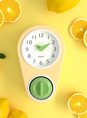 厨房用免打孔挂墙钟表冰箱贴小挂钟计时器静音大时钟挂表专用闹钟