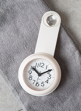 北欧简约浴室钟厨房防水静音家用吸盘钟表挂墙创意个性迷你小挂钟
