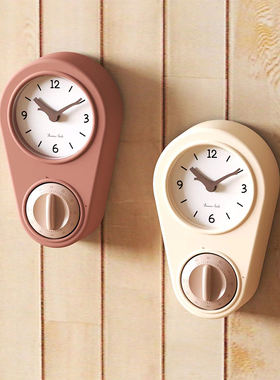 厨房用免打孔挂墙钟表冰箱贴小挂钟计时器静音大时钟挂表专用闹钟