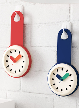 北欧简约浴室钟厨房防水静音家用吸盘钟表冰箱创意个性迷你小挂钟