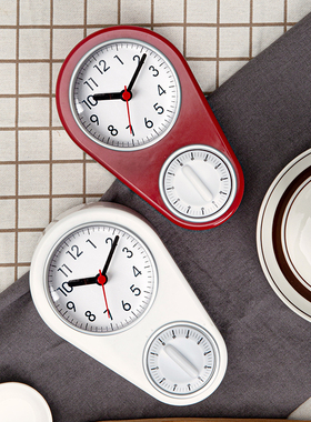 免打孔北欧静音厨房客厅定时闹钟创意钟表挂冰箱挂钟专用钟小挂钟