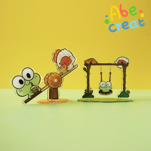 桌面摆件呱呱鹅宝跷跷板秋千玩具