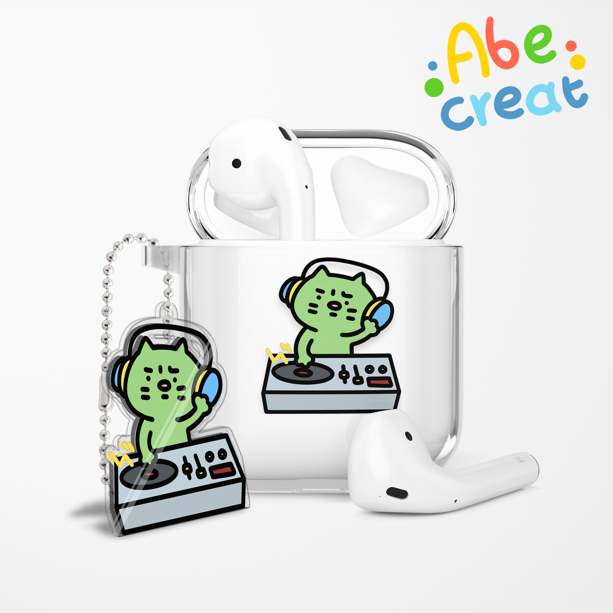 DJ焦绿猫airpods4保护套｜必易透明卡通苹果蓝牙耳机pro可爱壳3代