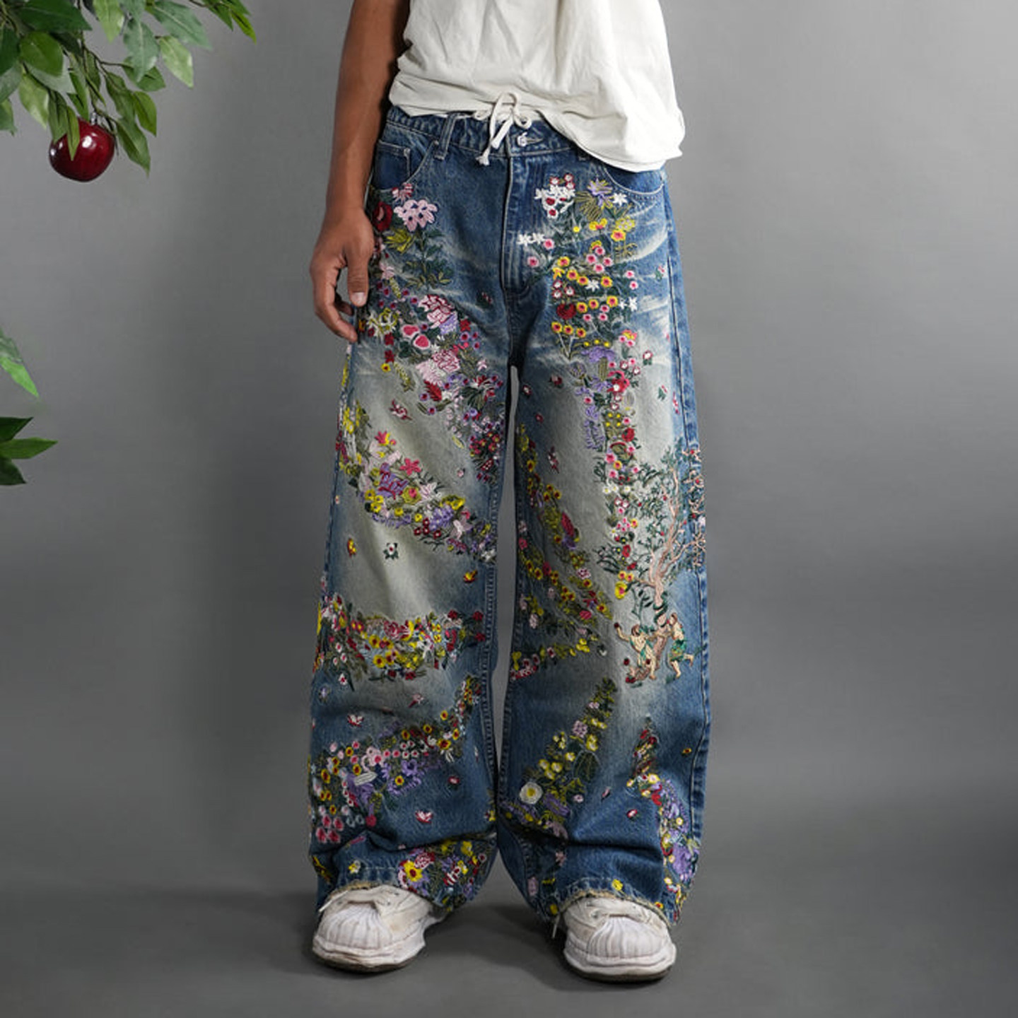 街头hiphop水洗花卉刺绣重磅补丁拼接提花复古宽松美式牛仔长裤,男装,牛仔裤,淘宝优惠券,粉丝福利购,淘宝优惠卷