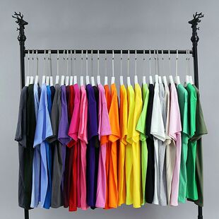 美式 tee 复古嘻哈街舞bboy情侣hiphop宽松男女纯色净色打底棉短袖