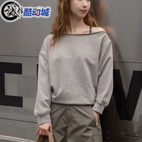 阿迪达斯三叶草女子露肩卫衣