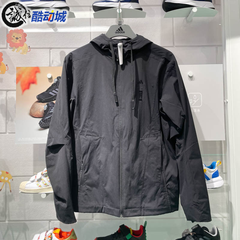 阿迪达斯防风抓绒运动连帽夹克