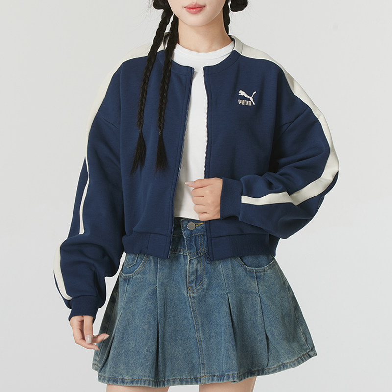 PUMA彪马女装2024秋新款复古舒适防风休闲运动夹克外套 628131-14