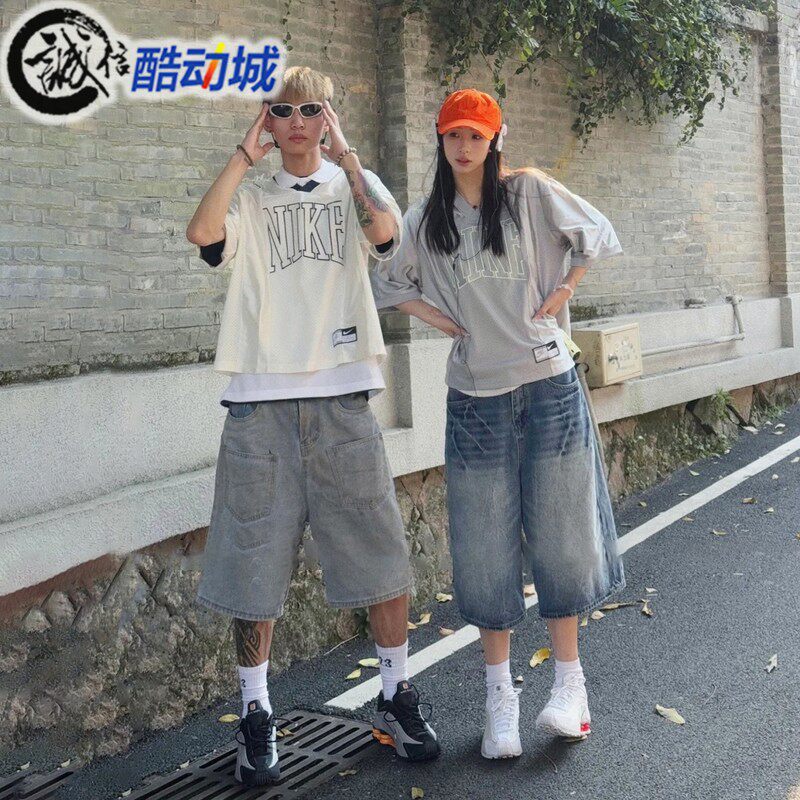耐克女子复古宽松V领半袖T恤