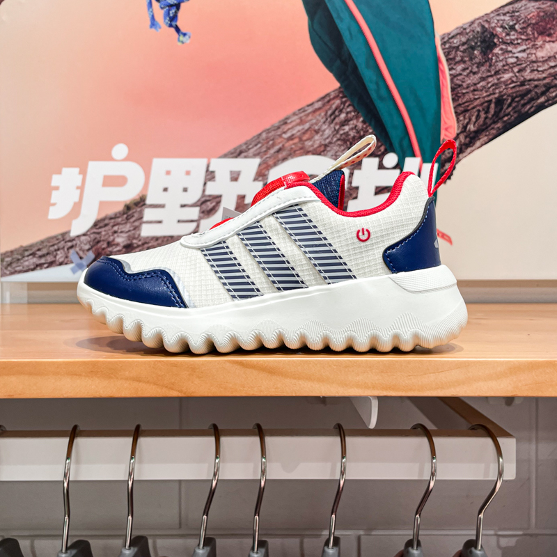 阿迪达斯幼童2025蛇年新年款旋转按钮运动休闲鞋缓震跑步鞋JS3090