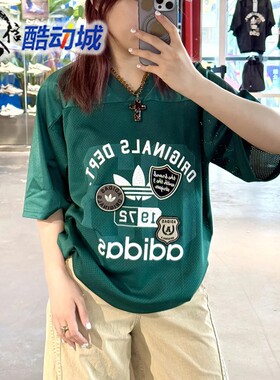 阿迪达斯三叶草男子时尚印花网眼宽松透气运动球衣 KD6251 KD6252