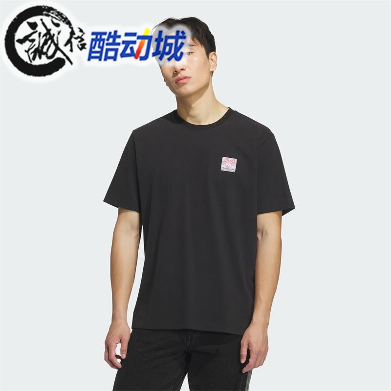 阿迪达斯三叶草男子纯棉运动T恤图片